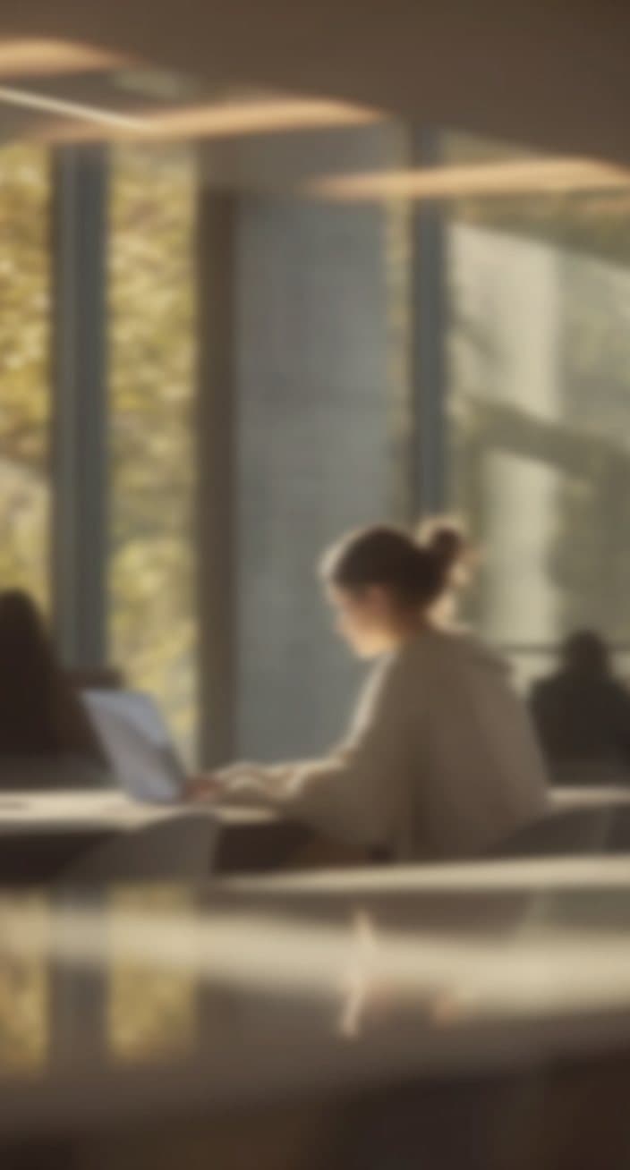 A student working on a laptop by a sunny window